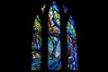 GLASGOW, SCOTLAND, DECEMBER 16, 2018: Stained glass of interiors of Glasgow Cathedral, also known as High Kirk or St