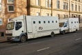 Glasgow, Scotland - 1 December 2017 : Two prisoner transport vehicles operated by G4S awaiting on the street nearby the court.