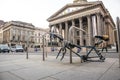 Adandoned bicycle frame on bike stand by the Gallery of Modern Art