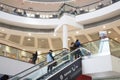 Internal view of customers on escalators inside Buchanan Galleries Shopping Centre Mall Royalty Free Stock Photo