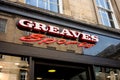 Banner above the entrance to the Greaves Sports outlet shop at Gordon Street in Glasgow