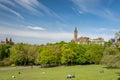 Glasgow, Scotland - May 19, 2018: Kelvingrove park in late spring; People enjoying the sunny spring days in Kelvingrove park; view