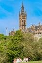 Glasgow, Scotland - May 19, 2018: Kelvingrove park in late spring; Students enjoying the sunny spring days in Kelvingrove park;