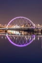 The Clyde Arc reflected in the Clyde River at night, portrait view Royalty Free Stock Photo