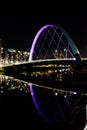 The Clyde Arc illuminated at night. Banks of the River Clyde Royalty Free Stock Photo