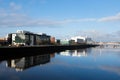 Glasgow STV office studio building on sunny day. Banks of the River Clyde