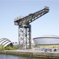 Glasgow, Scotland, UK, April 24th 2022, Clydeport Crane with the Hydro Area and Armadillo building