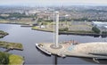 Glasgow Tower aerial view , tall city structure and Govan dry dock