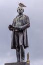 Closeup of Robert Peel Statue on George Square, Glasgow Scotland