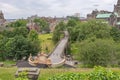 Glasgow Necropolis is a Victorian cemetery in Glasgow and is a prominent feature in the city centre of Glasgow. Looking down onto Royalty Free Stock Photo