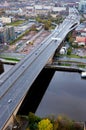 Glasgow, Scotland, UK, November 6th 2022, Aerial view of the Kingston Bridge over the River Clyde and M8, M74 Motorway
