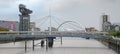 Glasgow, Scotland, UK, October 1st 2022, Clydeport Crane at Finnieston next to the Clyde Arc and Bells Bridge in Glasgow