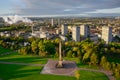 Glasgow, Scotland, UK, September 17th 2022, Aerial view of the Nelsons Monument in Glasgow Green