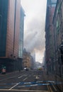 Glasgow, Scotland - United Kingdom, March 22, 2018: Large fire in the Glasgow city center at Sauchiehall Street in Glasgow, United