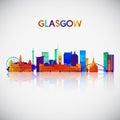 Glasgow skyline silhouette in colorful geometric style.