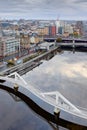 Glasgow, UK, November 6th 2023, The Squiggly Bridge crossing the River Clyde to Broomielaw