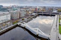 Glasgow, UK, November 6th 2023, The Squiggly Bridge crossing the River Clyde to Broomielaw