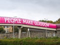 Glasgow, Uk October 21st 2023, People Make Glasgow slogan banner sign on city tunnel walkway