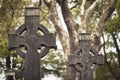 High Cross of the scriptures and cathedral GLASNEVIN CEMETERY . DUBLIN. IRELAND Royalty Free Stock Photo