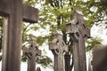 High Cross of the scriptures and cathedral GLASNEVIN CEMETERY . DUBLIN. IRELAND Royalty Free Stock Photo