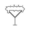martini cocktail glass icon with soda and foam. simple, line, silhouette and clean style Royalty Free Stock Photo