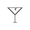 cracked martini cocktail glass icon. simple, line, silhouette and clean style Royalty Free Stock Photo