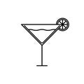 martini cocktail glass icon with water and orange. simple, line, silhouette and clean style Royalty Free Stock Photo