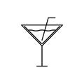 martini cocktail glass icon with water and strew. simple, line, silhouette and clean style Royalty Free Stock Photo