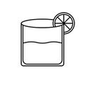 rock glass icon with water and lemon. simple, line, silhouette and clean style Royalty Free Stock Photo