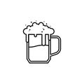 glass mug icon with soda and foam on white background. simple, line, silhouette and clean style Royalty Free Stock Photo