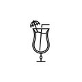 hurricane or tulip glass icon with straw and umbrella garnish on white background Royalty Free Stock Photo
