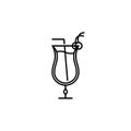 hurricane or tulip glass icon with straw and cerry on white background Royalty Free Stock Photo