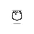 snifter glass icon with overfilled with water on white background. simple, line, silhouette and clean style