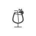 snifter glass icon with straw and lemon slice on white background. simple, line, silhouette and clean style Royalty Free Stock Photo