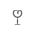 cracked goblet glass icon on white background. simple, line, silhouette and clean style