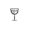 goblet glass icon with overfilled with water on white background. simple, line, silhouette and clean style