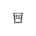 shot glass icon with ice cube on white background. simple, line, silhouette and clean style Royalty Free Stock Photo