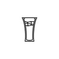 soft drink glass icon with ice cube on white background. simple, line, silhouette and clean style Royalty Free Stock Photo