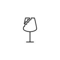 broken red wine glass icon on white background. simple, line, silhouette and clean style Royalty Free Stock Photo