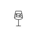 red wine glass icon with ice cube on white background. simple, line, silhouette and clean style Royalty Free Stock Photo