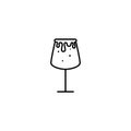 red wine glass icon with overfilled with water on white background. simple, line, silhouette and clean style