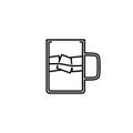 mug icon with ice cube on white background. simple, line, silhouette and clean style Royalty Free Stock Photo