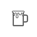 mug icon with overfilled with water on white background. simple, line, silhouette and clean style