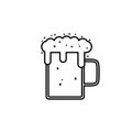 mug icon with soda and foam on white background. simple, line, silhouette and clean style Royalty Free Stock Photo