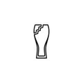 broken beer glass or wiezenbier glass icon on white background. simple, line, silhouette and clean style Royalty Free Stock Photo