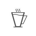 coffee cup icon with hot water on white background. simple, line, silhouette and clean style Royalty Free Stock Photo