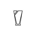 broken pilsner or beer glass icon on white background. simple, line, silhouette and clean style Royalty Free Stock Photo