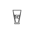 pilsner or beer glass icon with ice cube on white background. simple, line, silhouette and clean style Royalty Free Stock Photo