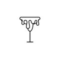 wineglass or goblet glass icon with overfilled with water on white background. simple, line, silhouette and clean style