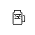 mug glass jar icon with ice cube on white background. simple, line, silhouette and clean style Royalty Free Stock Photo